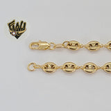 (1-0460) Gold Laminate - 6.5mm Puff Marine Bracelet - BGF - Fantasy World Jewelry