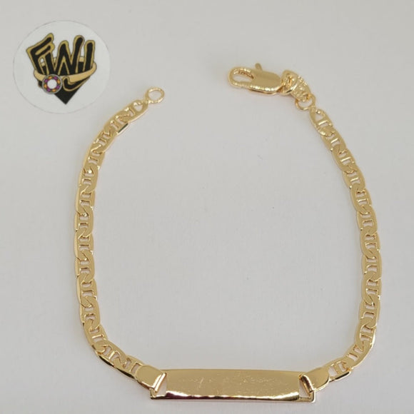 (1-0956) Gold Laminate - 3mm Mariner Link Bracelet w/ Plate - 6.5