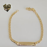 (1-0956) Gold Laminate - 3mm Mariner Link Bracelet w/ Plate - 6.5" - BGF - Fantasy World Jewelry