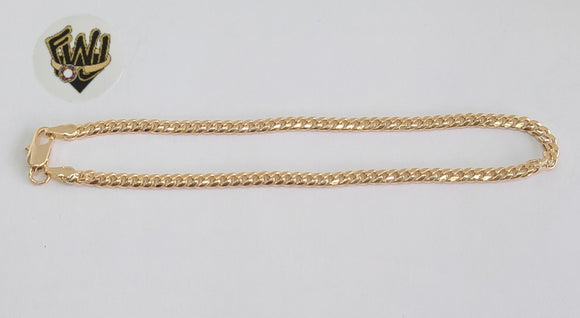 (1-0030) Gold Laminate - 3.5mm Cuban Link Anklet - 10