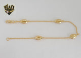 (1-0243) Gold Laminate - 2mm Rolo Link Shell Anklet - 10" - BGF