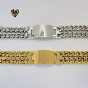 (4-4257) Stainless Steel - 23mm Alternative Curb Link Bracelet - 9" - Fantasy World Jewelry