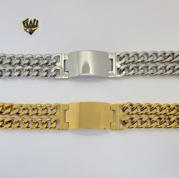 (4-4257) Stainless Steel - 23mm Alternative Curb Link Bracelet - 9