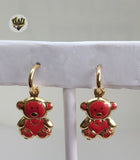 (1-2957-1) Gold Laminate - Bears Hoops Earrings - BGO - Fantasy World Jewelry