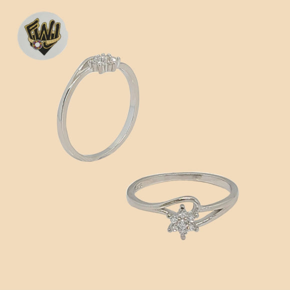 (2-5084-1) 925 Sterling Silver - Zircon Flower Band Ring