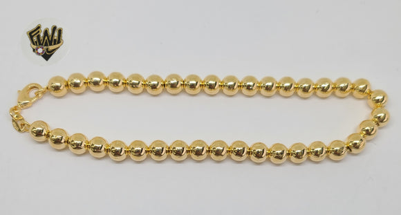 (1-0066) Gold Laminate - 6.5mm Balls Anklet - 10