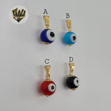 (1-2334) Gold Laminate - Evil Eye Beads Pendants - BGF