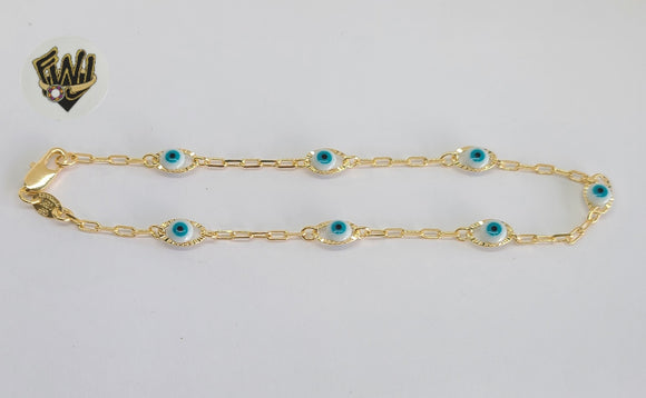(1-0134) Gold Laminate - 2mm Paper Clips Anklet with Eyes - 10