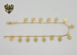 (1-0249) Gold Laminate - 1mm Hearts Anklet - 10" - BGF