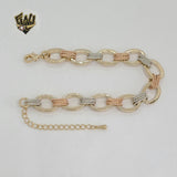 (1-0820) Gold Laminate - 10.5mm three tone Link Bracelet - 7" - BGO