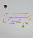 (1-6471-B) Gold Laminate - Adjustable Beads Long Necklace - BGF - Fantasy World Jewelry