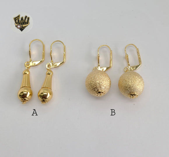 (1-1036) Gold Laminate Earrings - BGF - Fantasy World Jewelry