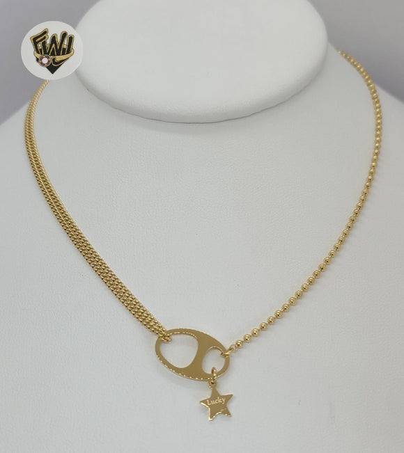 (4-7042) Stainless Steel - 2mm Star Link Necklace - 16