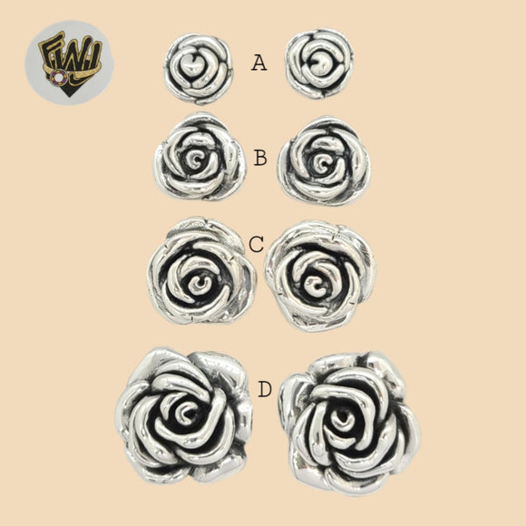 (2-3258) 925 Sterling Silver - Flower Stud Earrings.
