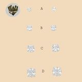 (2-3014) 925 Sterling Silver - Square Zircon Stud Earrings. - Fantasy World Jewelry