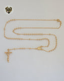 (1-3305) Gold Laminate - 3mm Miraculous Virgin Rosary Necklace - 24" -  BGO.
