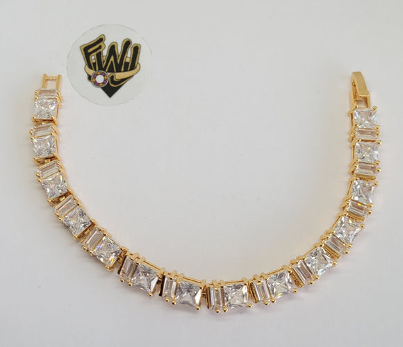 (1-60083) Gold Laminate -12.5mm Alternative Link Bracelet w/Crystals- 6.5