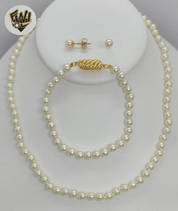 (MSET-16) Gold Laminate - Mallorca Pearls Set - Fantasy World Jewelry