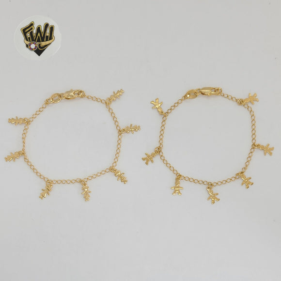 (1-0913) Gold Laminate - 2mm Open Link Charms Bracelet - 6