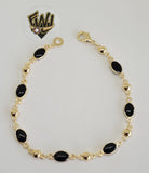 (1-60095) Gold Laminate -10mm Alternative Link Bracelet w/Beads- 8" - BGO - Fantasy World Jewelry
