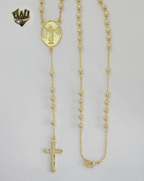 (1-3364) Gold Laminate - 4.5mm Divine Child Rosary Necklace - 24