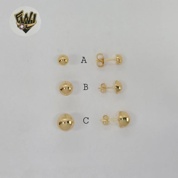 (1-1073) Gold Laminate - Half Stud Earrings - BGF