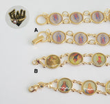 (1-0843) Gold Laminate - 12mm Santo Bracelet - 7.5" - BGO - Fantasy World Jewelry