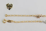 (1-0104) Gold Laminate - 2.5mm Three Tone Elephants Anklets - 10" - BGF - Fantasy World Jewelry
