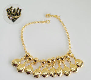 (1-0716) Gold Laminate -2.5mm Rolo Link Bracelet w/ Charms- 7.5" -BGO - Fantasy World Jewelry