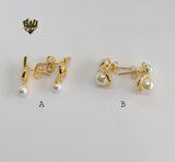 (1-1037) Gold Laminate - Pearls Earrings - BGF - Fantasy World Jewelry