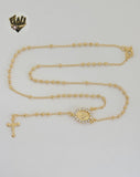 (1-3321-1) Gold Laminate - 2.5mm Guadalupe Virgin Rosary Necklace - 18" - BGF