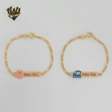 (1-0947) Laminado de oro - Pulsera para niños con placa de eslabones Figaro de 2,5 mm - 5,5" - BGF