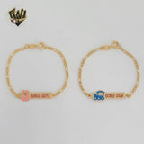 (1-0947) Gold Laminate - 2.5mm Figaro Link Plate Kids Bracelet - 5.5" - BGF