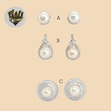 (2-3471) 925 Sterling Silver - Pearl Stud Earrings - Fantasy World Jewelry
