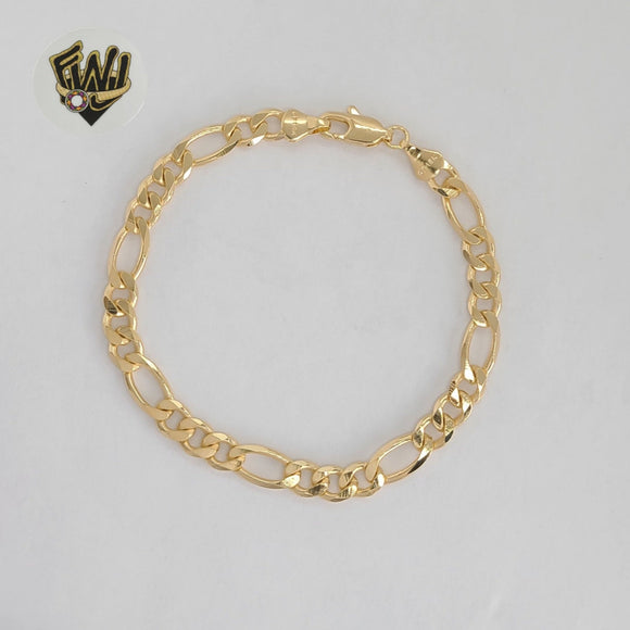 (1-60046) Gold Laminate - 6.5mm Figaro Link Men Bracelet - 8