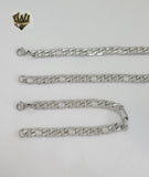 (4-7147) Stainless Steel - 9mm Figaro Link Men Set - 24".