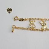 (1-0997) Gold Laminate-3mm Rolo Link Kids Bracelet w/ Charms - 6" - BGF - Fantasy World Jewelry
