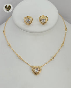 (1-6268) Gold Laminate- CZ Heart Set - BGF - Fantasy World Jewelry