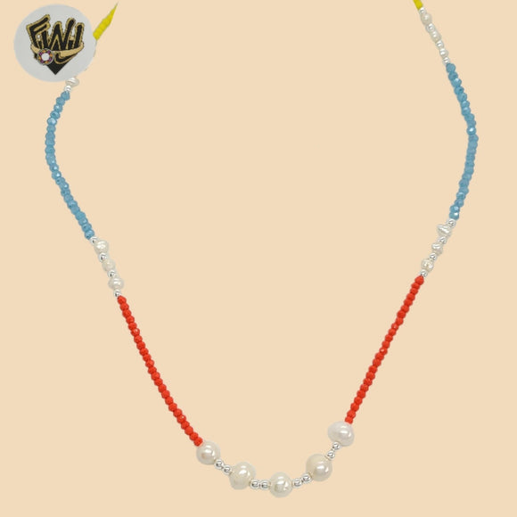 (2-66171-4) Plata de ley 925 - Collar de perlas multicolores de 2,5 mm - 16