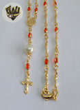 (1-3356-1) Gold Laminate - 4mm Crystals Rosary Necklace - 18''- BGO. - Fantasy World Jewelry