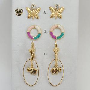 (1-1165) Gold Laminate Earrings - BGF - Fantasy World Jewelry