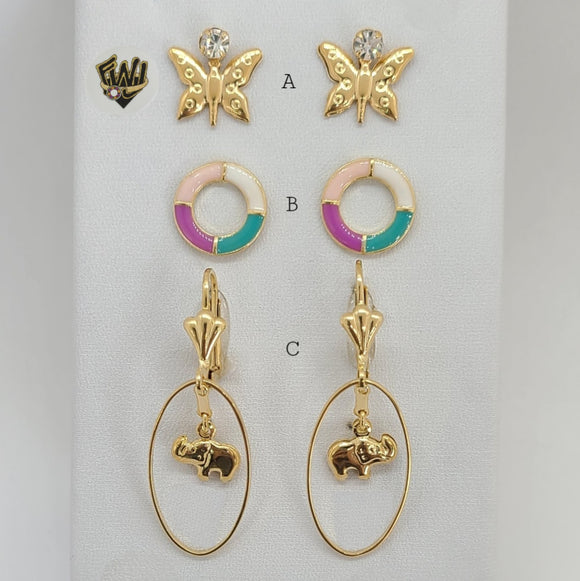 (1-1165) Gold Laminate Earrings - BGF - Fantasy World Jewelry