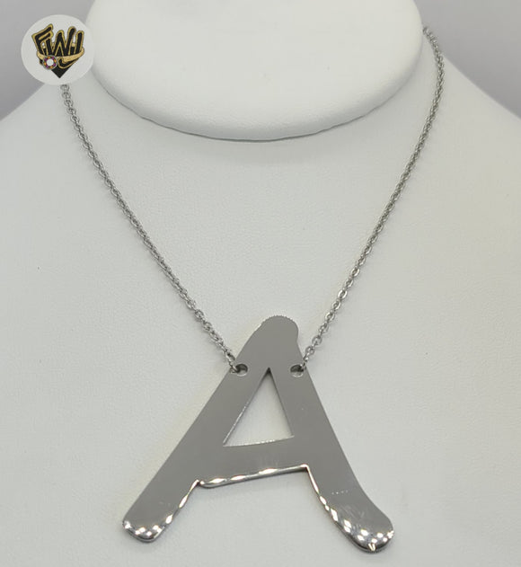 (MNECK-01) Stainless Steel - 2mm Rolo Link Letter Necklace - 20