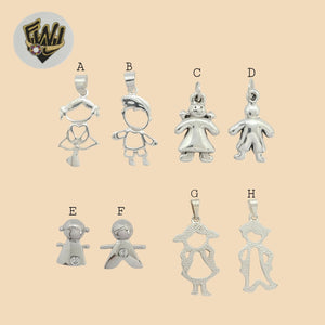 (2-1231) 925 Sterling Silver - Girl and Boy Pendants. - Fantasy World Jewelry