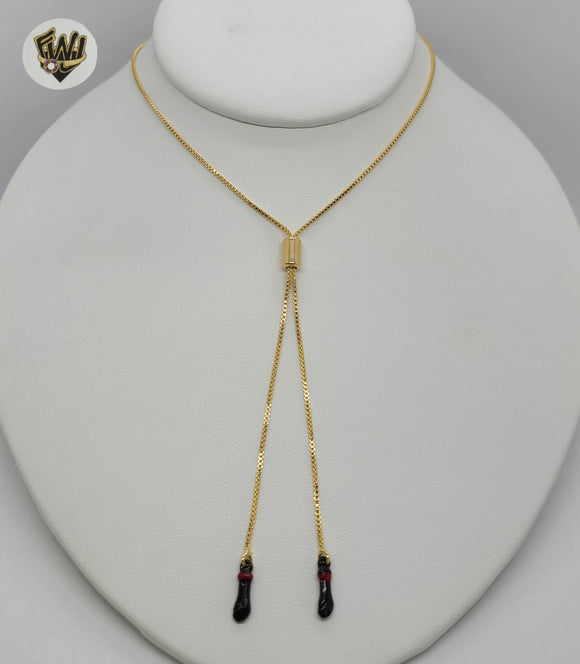 (1-6299) Gold Laminate - Adjustable Figa Necklace - BGF - Fantasy World Jewelry