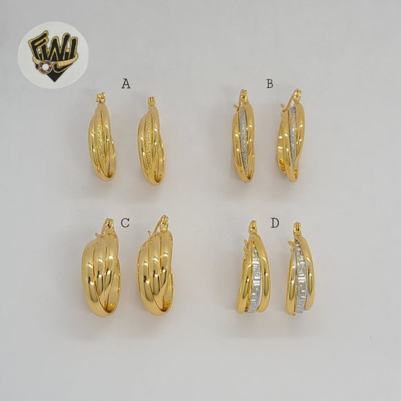 (1-2687) Gold Laminate - Triple Hoops - BGO - Fantasy World Jewelry