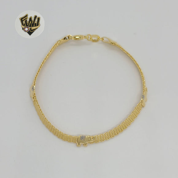 (1-0527) Gold Laminate - 4mm Elephants Bracelet - BGF - Fantasy World Jewelry
