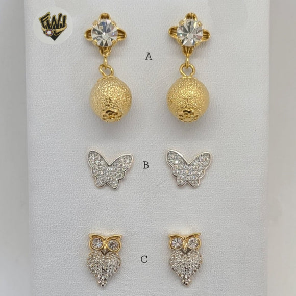 (1-1195) Gold Laminate Earrings - BGF - Fantasy World Jewelry