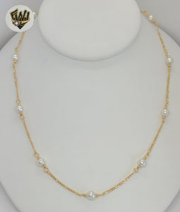 (1-3902-D) Laminado de Oro - Collar de Perlas de 6mm - BGF