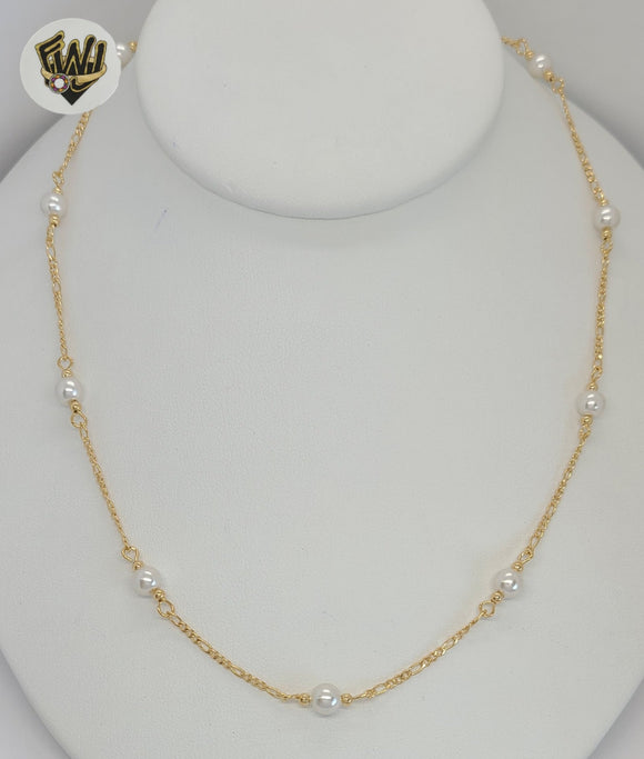 (1-3902-D) Gold Laminate - 6mm Pearls Necklace - BGF